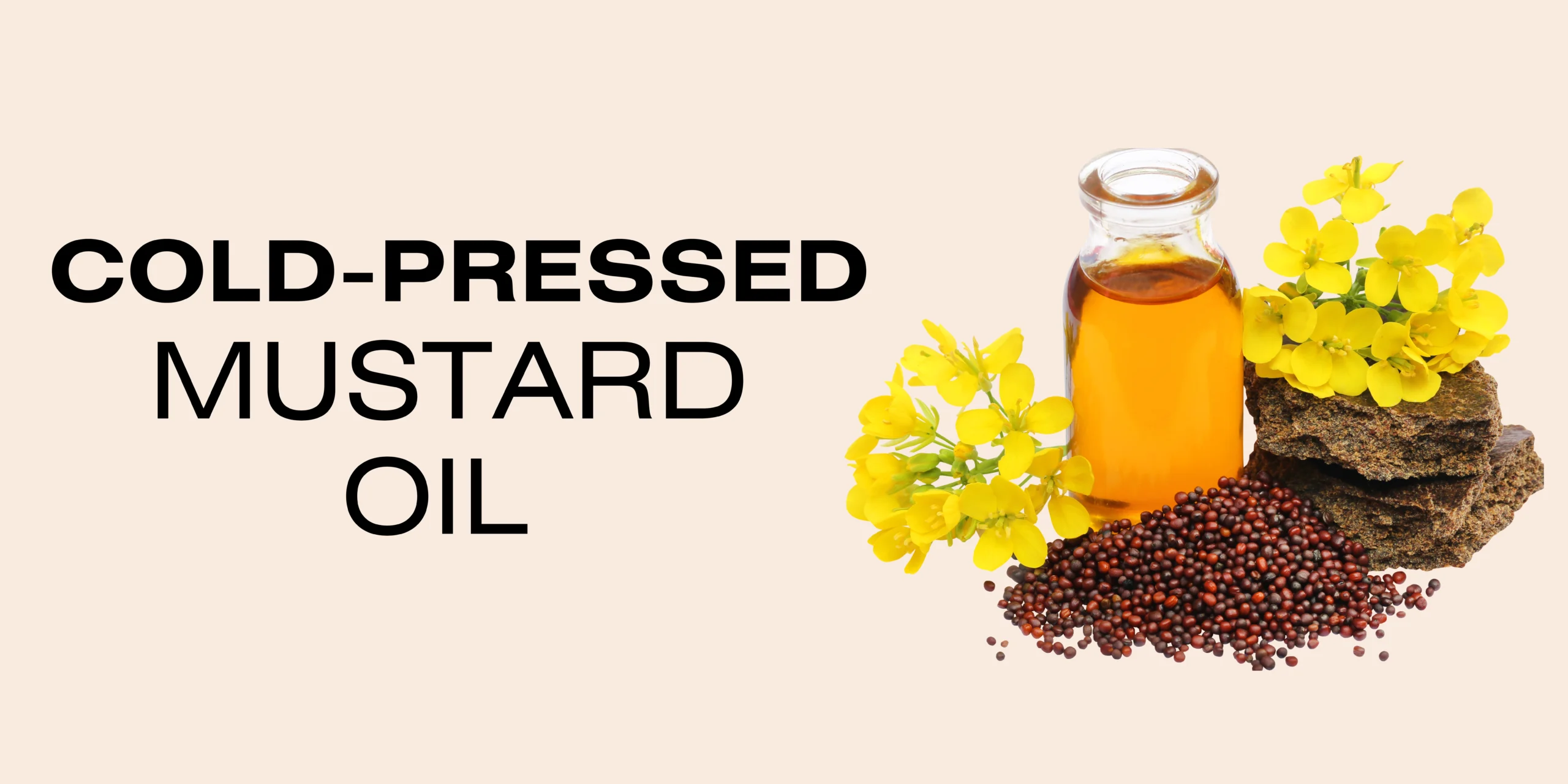 a banner of cold pressed mustard oil